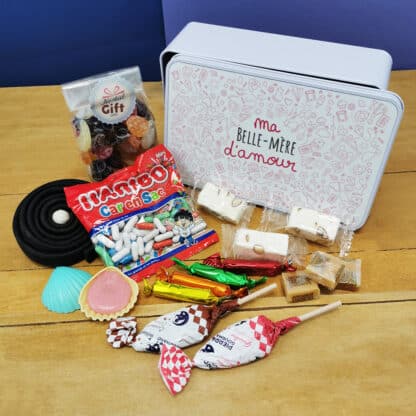 Coffret bonbons des années 60 "Belle-mère d'amour"  (Boîte en métal)