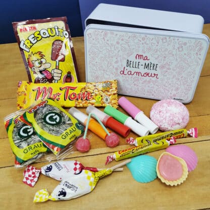 Coffret bonbons des années 70 "Belle-mère d'amour"  (Boîte en métal)