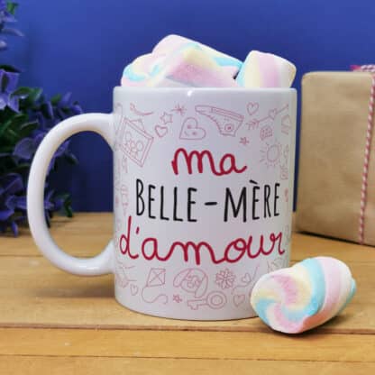 Mug "Belle-mère d'amour" et ses guimauves torsade x5