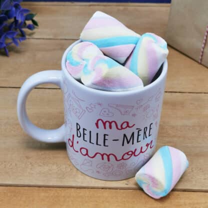 Mug "Belle-mère d'amour" et ses guimauves torsade x5