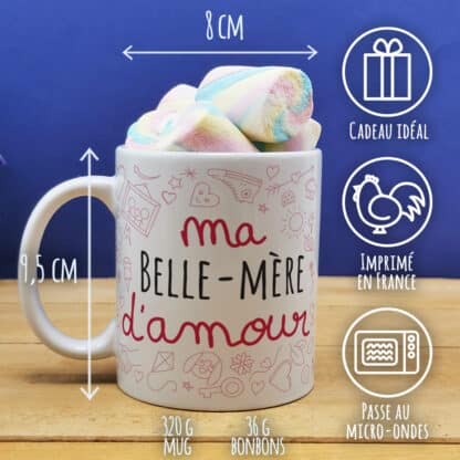 Mug "Belle-mère d'amour" et ses guimauves torsade x5