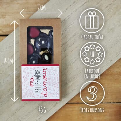 Oursons au chocolat noir x3 "Belle-mère d'amour" – Image 3