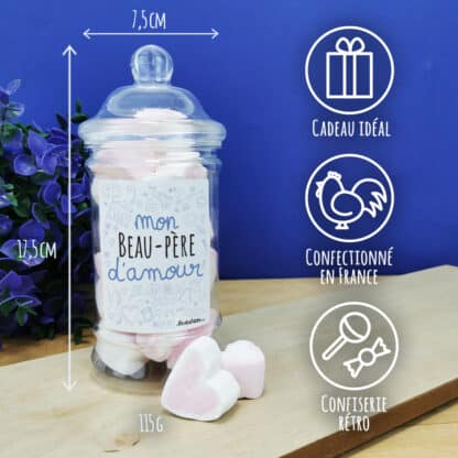 Bonbonnière coeurs guimauve  "Mon beau-père d'amour" de la collection "D'amour" - cadeau pour  beau père - Cadeau pour d'un anniversaire – Image 3