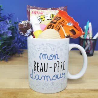 Mug bonbon années 70 "Mon beau-père d'amour" de la collection "D'amour" - Cadeau d'un anniversaire  :  beau père