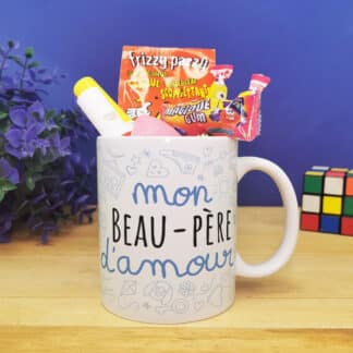 Mug bonbon années 80  "Mon beau-père d'amour" de la collection "D'amour"  - Cadeau d'un anniversaire  :  beau père