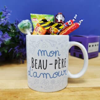 Mug bonbon années 90 "Mon beau-père d'amour" de la collection "D'amour"  - Cadeau d'un anniversaire  :  beau père