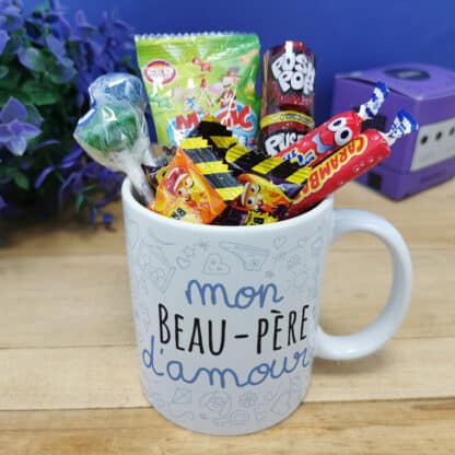 Mug bonbon années 90 "Mon beau-père d'amour" de la collection "D'amour"  - Cadeau d'un anniversaire  :  beau père