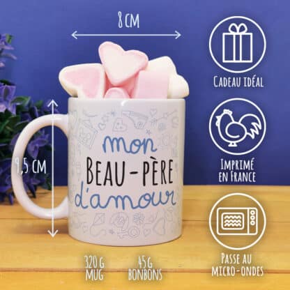 Mug "Mon beau-père d'amour" et ses guimauves coeurs x10