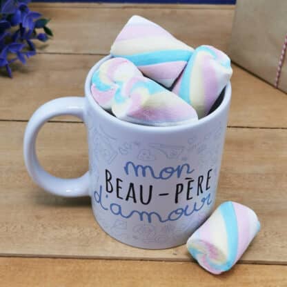 Mug "Mon beau-père d'amour" et ses guimauves torsade x5 - Cadeau beau papa