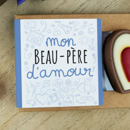 Cœurs au chocolat au lait rouge et blanc x4 "Mon beau-père d'amour" - Cadeau beau papa