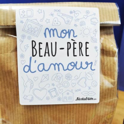 Sachet bonbon années 80  "Mon beau-père d'amour" de la collection "D'amour"  - Cadeau d'un anniversaire  :  beau père