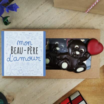 Oursons au chocolat noir x3 "Mon beau-père d'amour" - Cadeau pour d'un anniversaire  :  beau père
