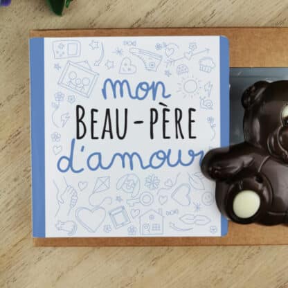 Oursons au chocolat noir x3 "Mon beau-père d'amour" - Cadeau pour d'un anniversaire  :  beau père