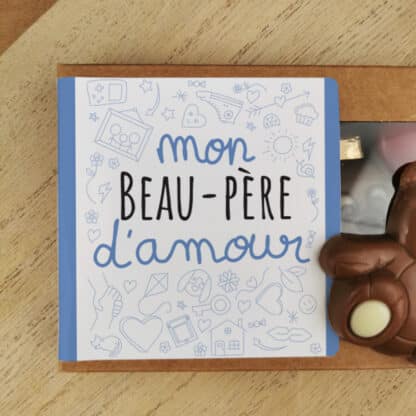 Oursons au chocolat au lait x3 "Mon beau-père d'amour"  - Cadeau pour d'un anniversaire  :  beau père