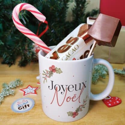 Mug "Joyeux Noël" et ses confiseries rétro - Cadeau Noël