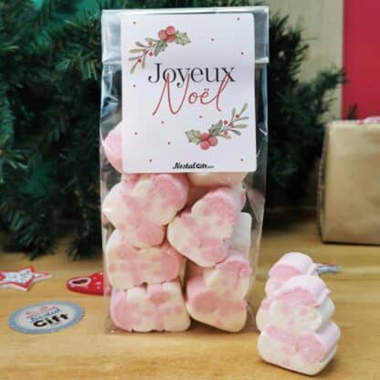 Sachet de guimauve Bonhomme de neige x 10 - "Joyeux Noël" - Cadeau Noël