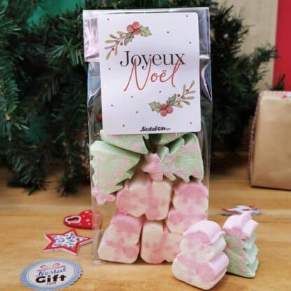 Sachet de guimauves - 5 sapins et 5 bonhomme de neige - "Joyeux Noël" - Cadeau Noël