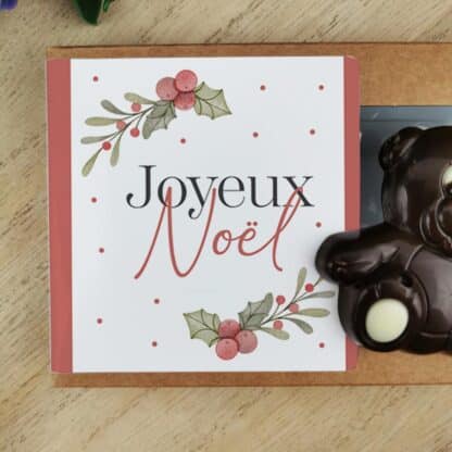 Oursons au chocolat noir x3 "Joyeux Noël" - Cadeau Noël