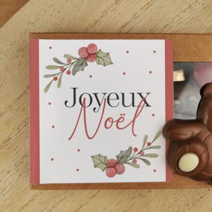 Oursons au chocolat au lait x3 "Joyeux Noël"  - Cadeau Noël