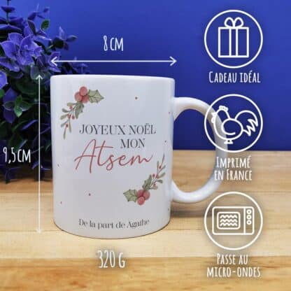 Mug "Joyeux Noël mon Atsem" personnalisé - Cadeau Noël