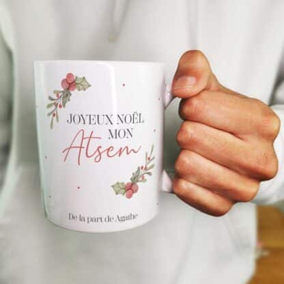 Mug "Joyeux Noël mon Atsem" personnalisé - Cadeau Noël