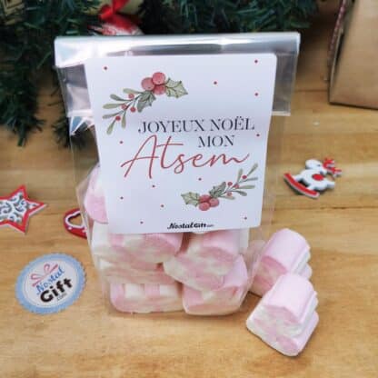 Sachet de guimauve Bonhomme de neige x 10 - "Joyeux Noël mon Atsem" - Cadeau Noël – Image 2