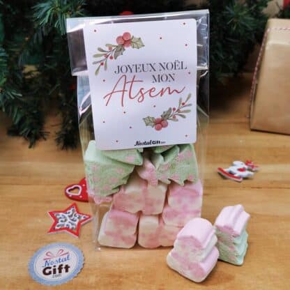 Sachet de guimauves - 5 sapins et 5 bonhomme de neige - "Joyeux Noël mon Atsem" - Cadeau Noël – Image 3