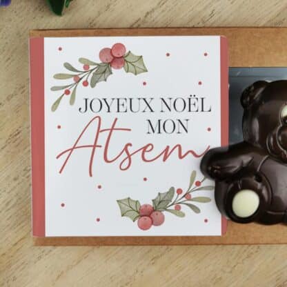 Oursons au chocolat noir x3 "Joyeux Noël mon Atsem"- Cadeau Noël – Image 4
