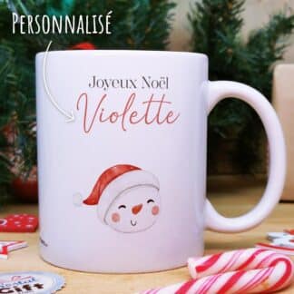 Mug "Joyeux Noël " personnalisé - Bonhomme de neige - Cadeau pour Noël