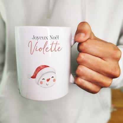 Mug "Joyeux Noël " personnalisé - Bonhomme de neige - Cadeau pour Noël