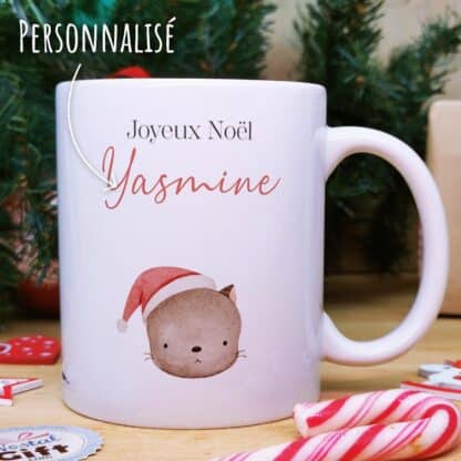 Mug "Joyeux Noël " personnalisé - Chat de Noël - Cadeau pour Noël