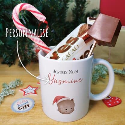 Mug "Joyeux Noël" personnalisé et ses confiseries rétro - Renne de Noël - Cadeau Noël