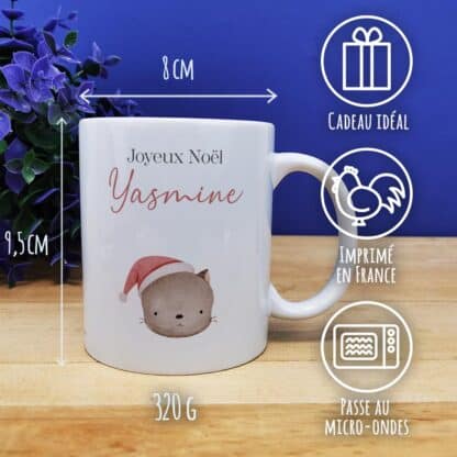 Mug "Joyeux Noël " personnalisé - Chat de Noël - Cadeau pour Noël