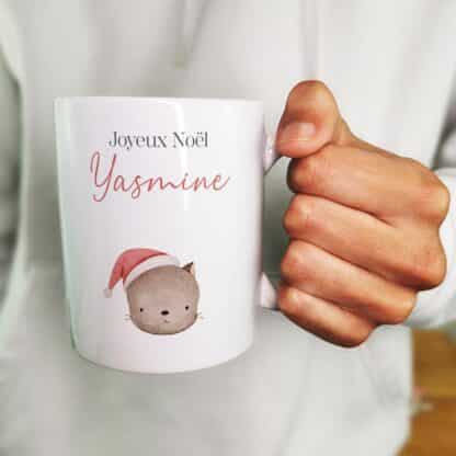 Mug "Joyeux Noël " personnalisé - Chat de Noël - Cadeau pour Noël