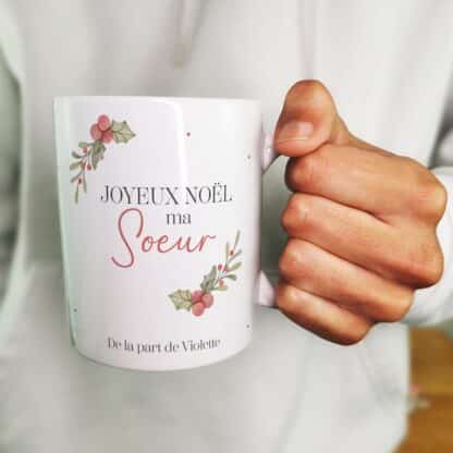 Mug "Joyeux Noël ma soeur" personnalisé - Cadeau pour Noël