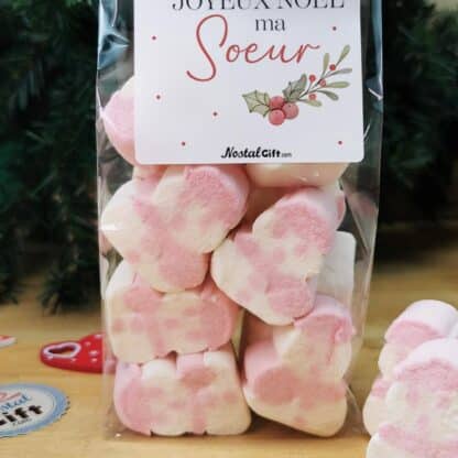 Sachet de guimauve Bonhomme de neige x 10 - "Joyeux Noël ma soeur" - Cadeau Noël – Image 3