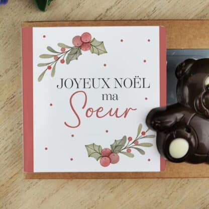 Oursons au chocolat noir x3 "Joyeux Noël ma soeur" - Cadeau Noël – Image 4