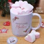Mug "Joyeux Noël Maître" personnalisé et ses confiseries rétro - Cadeau Noël