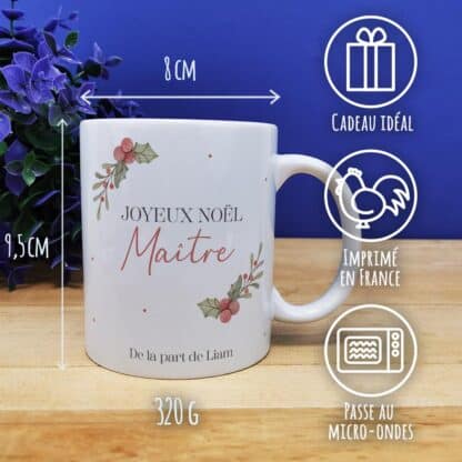 Mug "Joyeux Noël Maître" personnalisé - Cadeau Noël