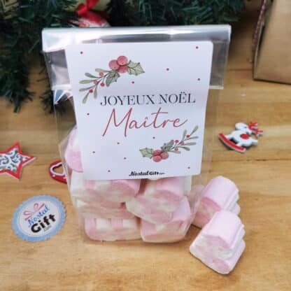 Sachet de guimauve Bonhomme de neige x 10 - "Joyeux Noël Maître" - Cadeau Noël – Image 2