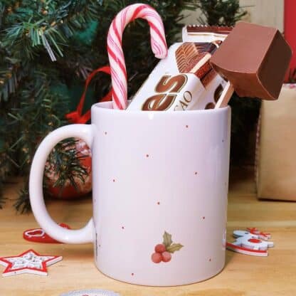 Mug "Joyeux Noël Maîtresse" personnalisé et ses confiseries rétro - Cadeau Noël