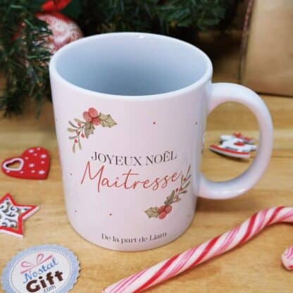 Mug "Joyeux Noël Maîtresse" personnalisé  - Cadeau Noël – Image 2