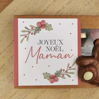 Oursons au chocolat au lait x3 "Joyeux Noël Maman" - Cadeau Noël