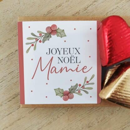 Cœurs au chocolat au lait et chocolat noir praliné x8 "Joyeux Noël Mamie" - Cadeau Noël