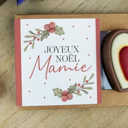 Cœurs au chocolat au lait rouge et blanc x4 "Joyeux Noël Mamie" - Cadeau Noël – Image 4