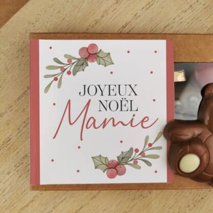 Oursons au chocolat au lait x3 "Joyeux Noël Mamie" - Cadeau Noël