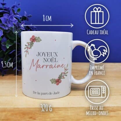 Mug "Joyeux Noël Marraine" personnalisé - Cadeau Noël