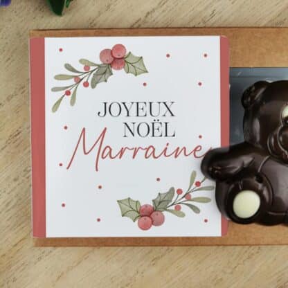 Oursons au chocolat noir x3 "Joyeux Noël Marraine" - Cadeau Noël – Image 4