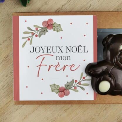 Oursons au chocolat noir x3 "Joyeux Noël mon frère" - Cadeau Noël – Image 4