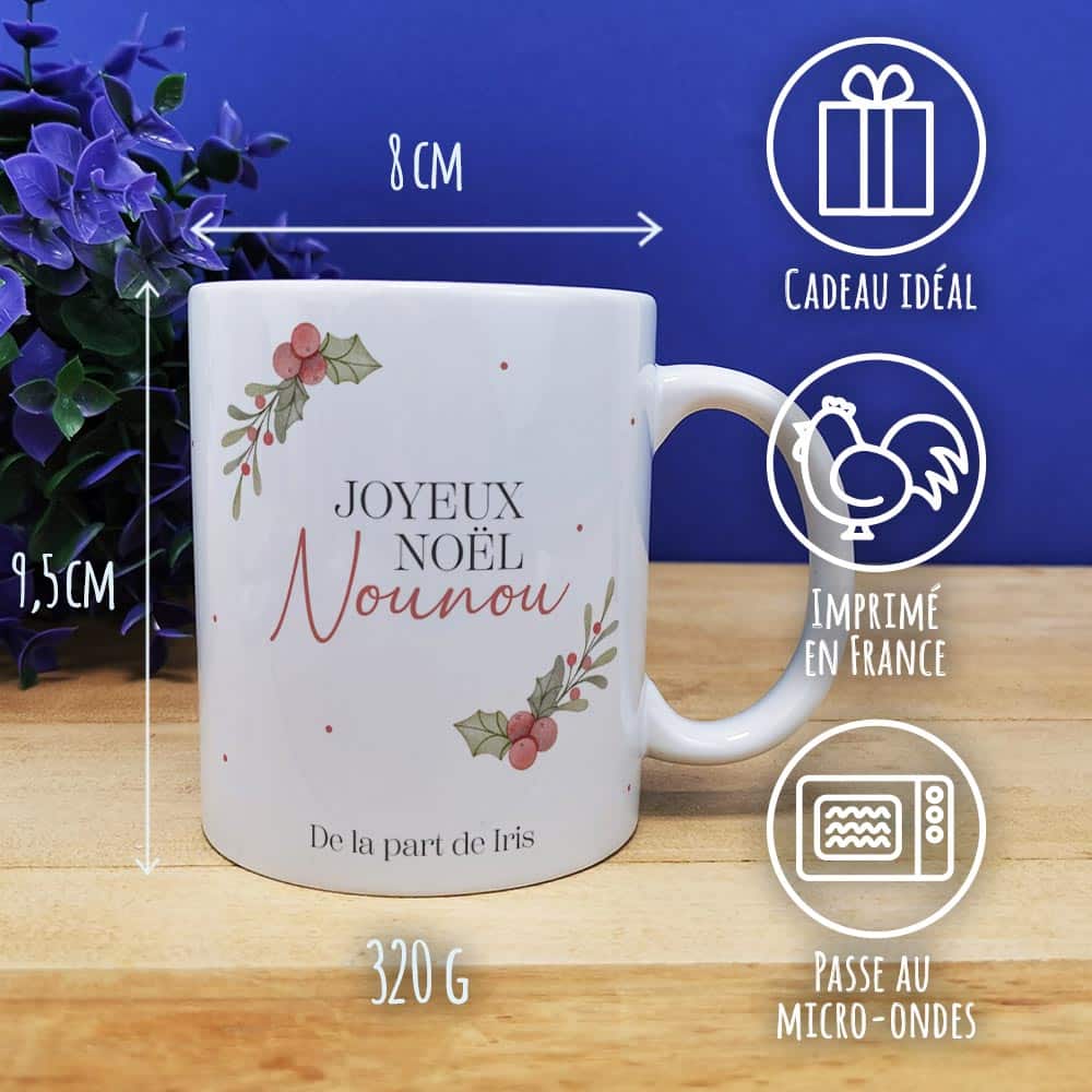 Mug Joyeux Noël Nounou personnalisé - Cadeau Noël